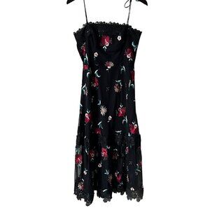BB Dakota Floral Embroidered Textured Zip Darted Maxi Dress, Size 4